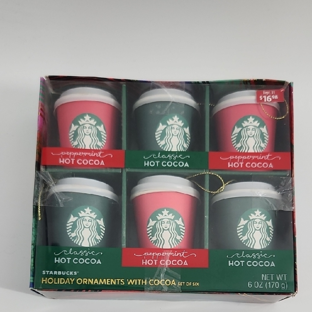 STARBUCKS Holiday Ornaments With Cocoa Set Of 6